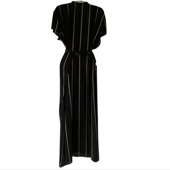 LOFT Wrap Dress with White Stripes and belt - Picture 2 of 15